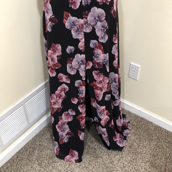 NWT Fame And Partners Anthurium Dress Size 2 Black Purple Cutout Back Gown - Picture 3 of 12